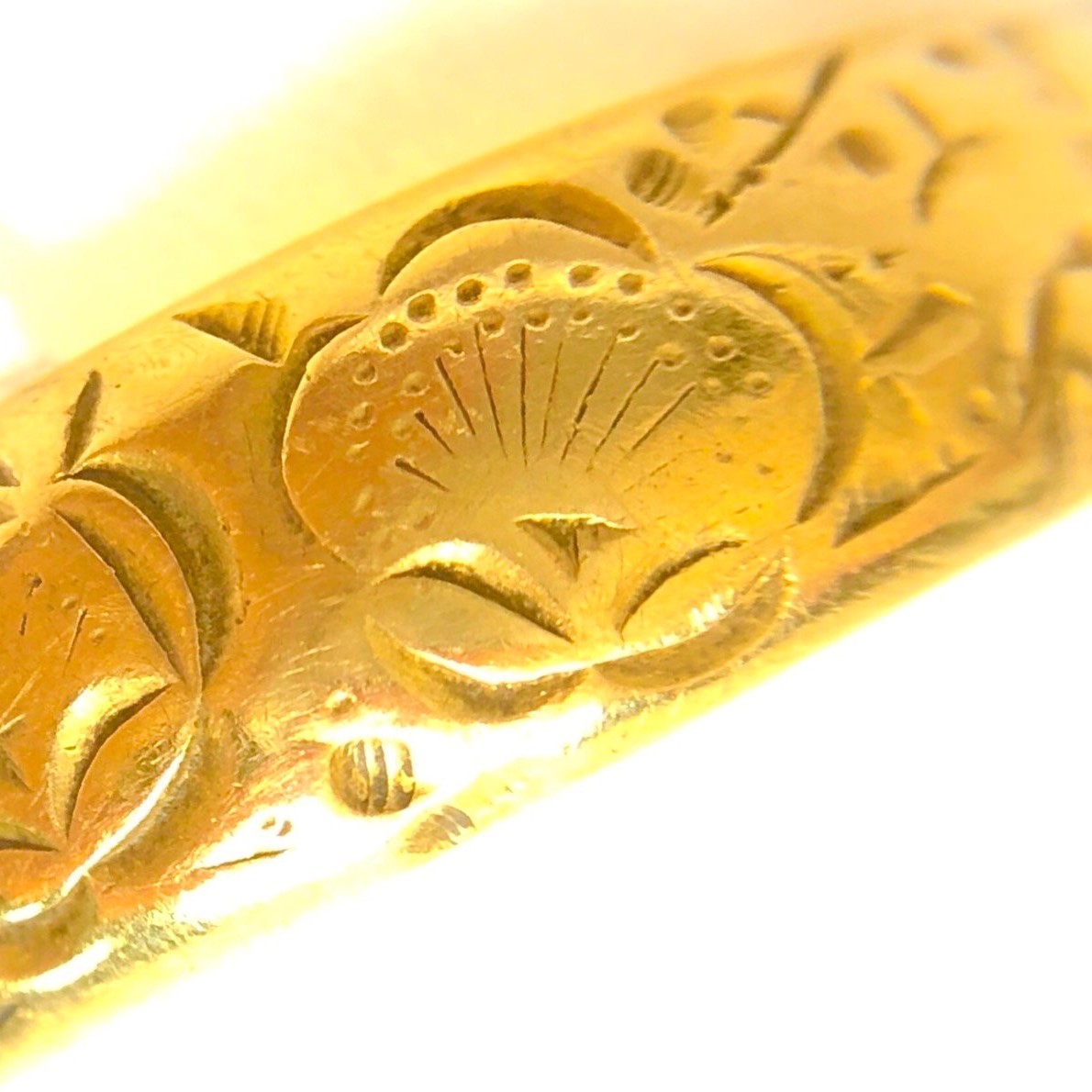 K18美品（梅）彫りゴールドリング　10号　492K2508 K18美品（梅）彫りゴールドリング 10号 492K2508 K18美品（梅