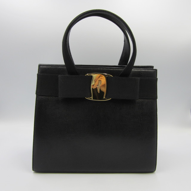 Salvatore Ferragamo ヴァラ リボン ハンドバッグ ブラック FERRAGAMO サルヴァトーレフェラガモ Salvatore Ferragamo