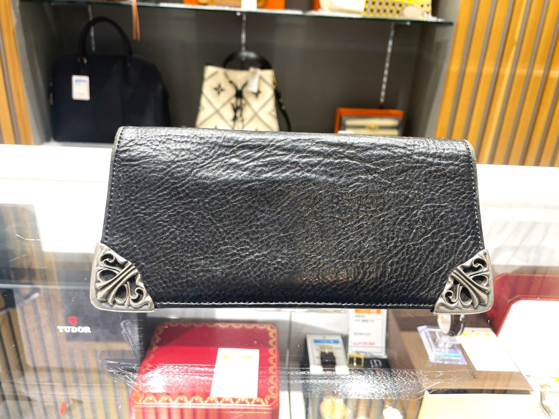 へに様限定！週末限定値下げ！正規品 クロムハーツ長財布 南青山店購入 クロムハーツRECFジップ#2ブラックレザー プレーンwithスクロール