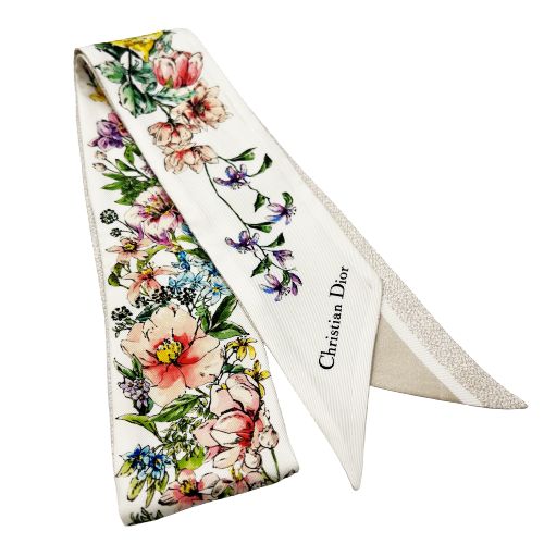 箱付き 一点物 正規品 Dior スカーフ ミッツァ D-FLORAL 白 花柄