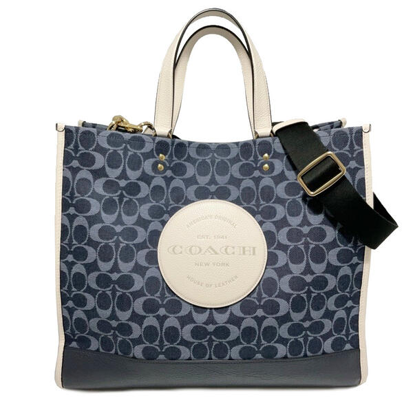 リラックマ新品COACH ネイビー ホワイトトートデニム バッグデンプシー imgrc0133833801.jpg
