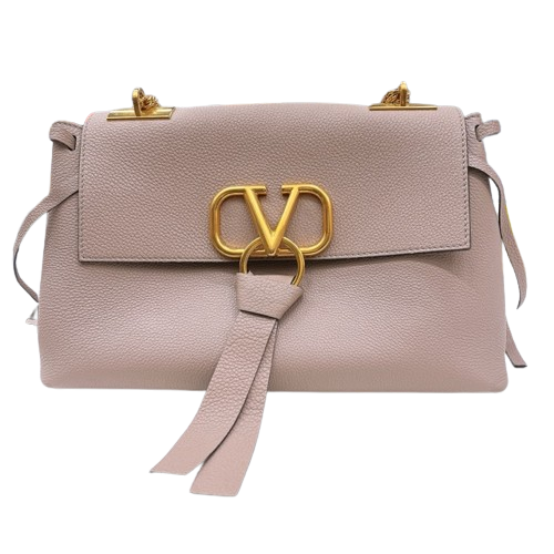 美品 VALENTINO GARAVANI ヴァレンティノ ガラヴァーニ  Vリング レザー チェーンショルダーバッグ ピンク レディース 古着 中古 USED ヴァレンティノ ガラヴァーニ Valentino Garavani ハンドバッグ