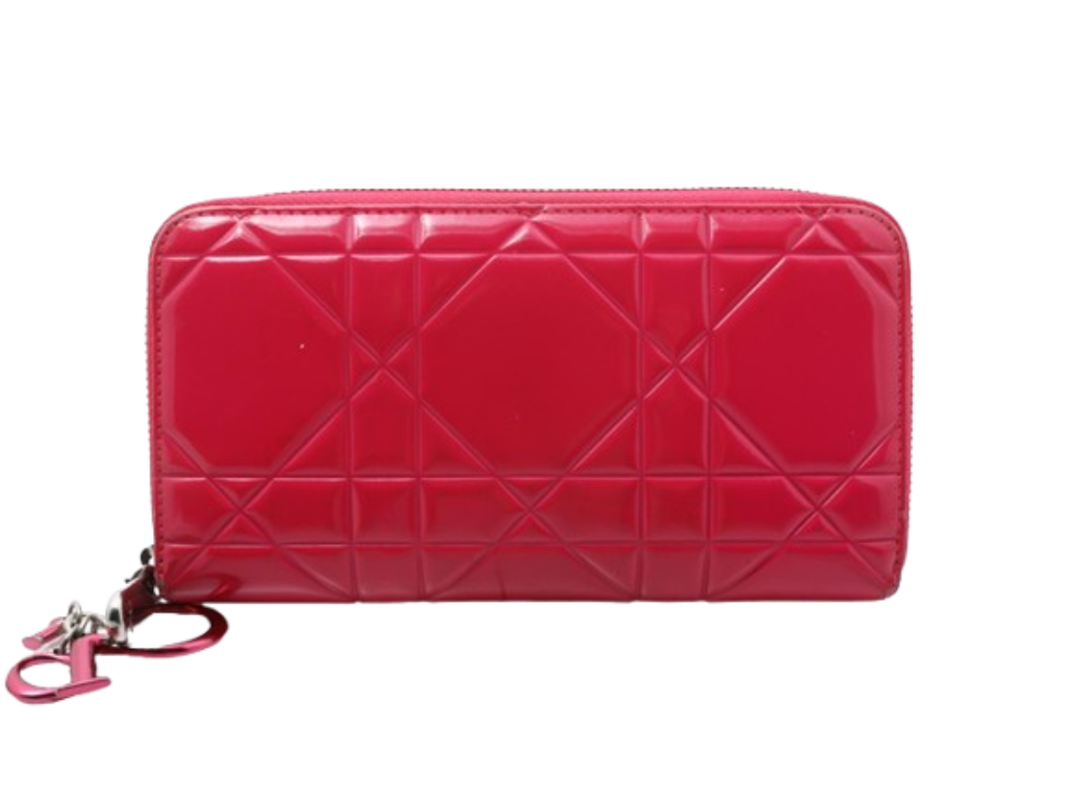 Cannage round zipper long wallet