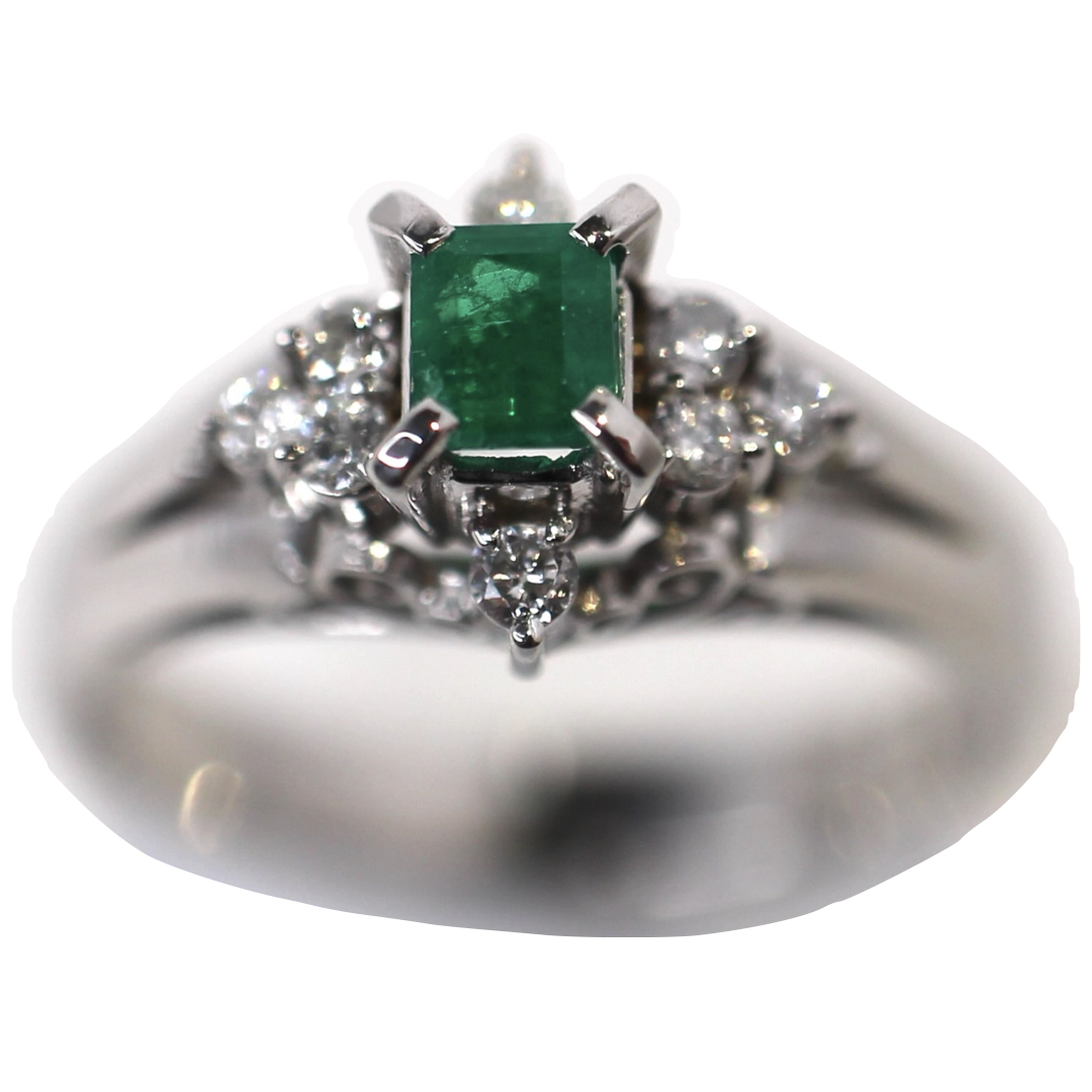 【鑑別】Pt900 天然エメラルド 取り巻きダイヤ プラチナ 7号 3.5g 鑑別】Pt900 天然エメラルド 取り巻きダイヤ プラチナ 7号 3.5g B5101