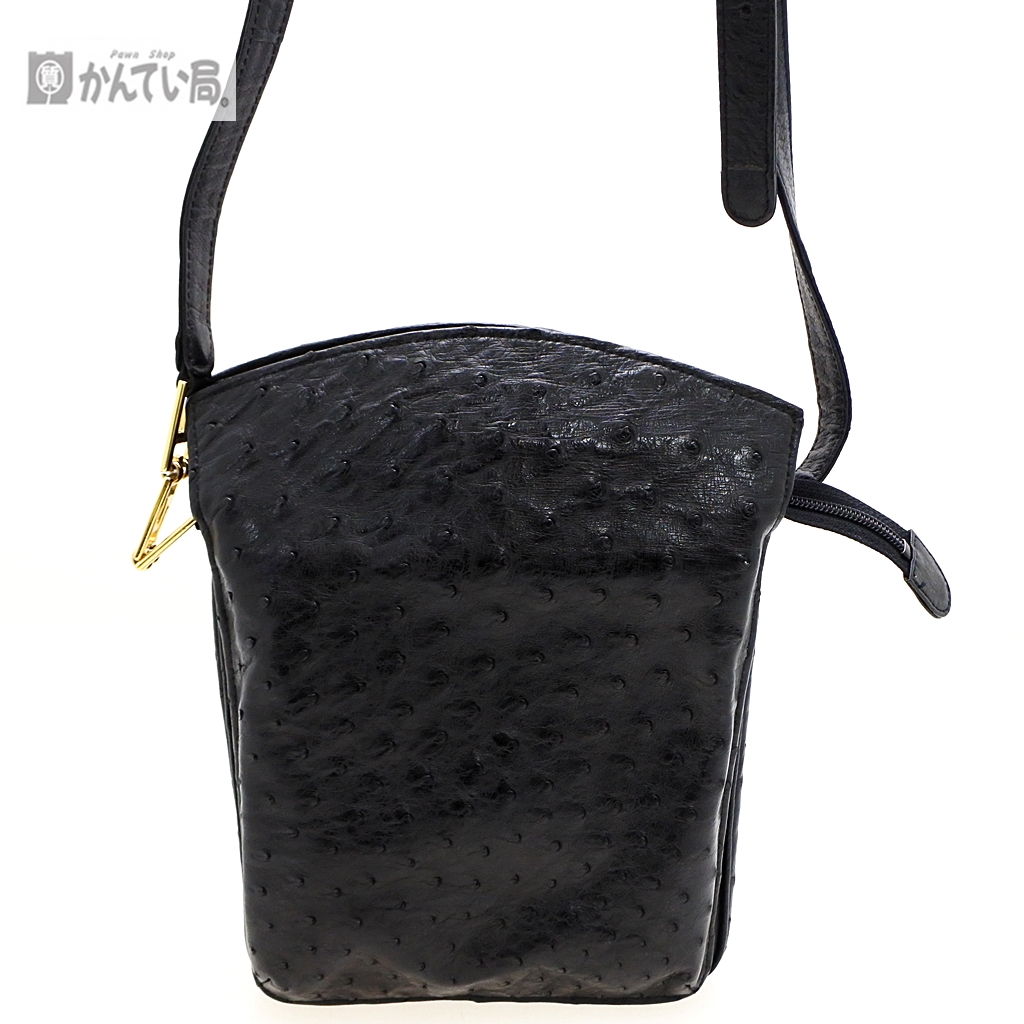 【JRA認定137】美品⭐️オーストリッチ ダチョウ 本革 ショルダーバッグ 黒 オーストリッチ ショルダーバッグ ダチョウ革をお買取りさせて