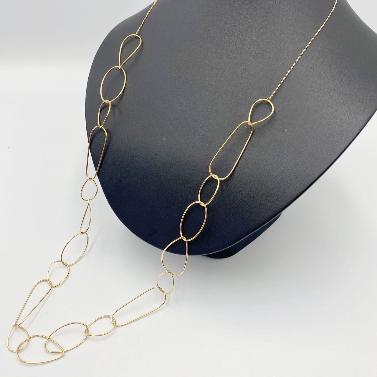最終価格【美品】agate オーバル型 ネックレス K18チェーン 💎【GINZA TANAKA】K18 オーバルチェーンネックレスをお買取り