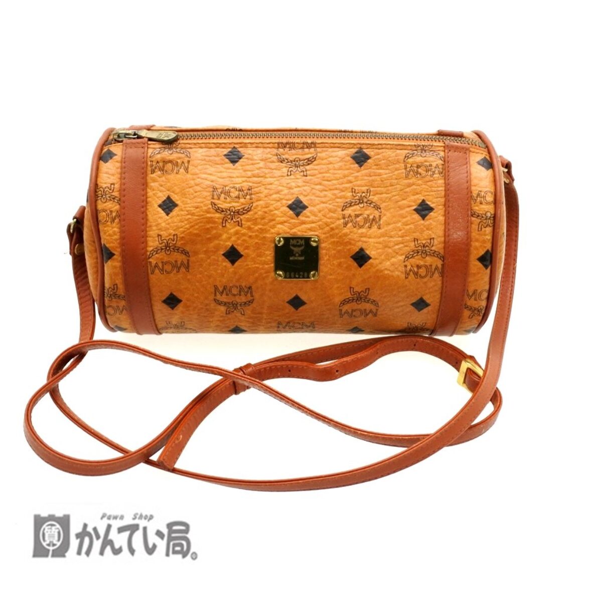MCM ロゴ ショルダーバッグ ドラム バッグ ヴィセトス柄 専用MCM ショルダーバッグ ロゴプレート ドラム型 ヴィセトス柄