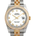 ロレックス デイトジャスト ホワイトローマ文字盤 ベゼルダイヤ Ref.116243