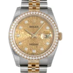 ロレックス デイトジャスト シャンパン文字盤 彫りコンピューター ベゼルダイヤ Ref.116243G