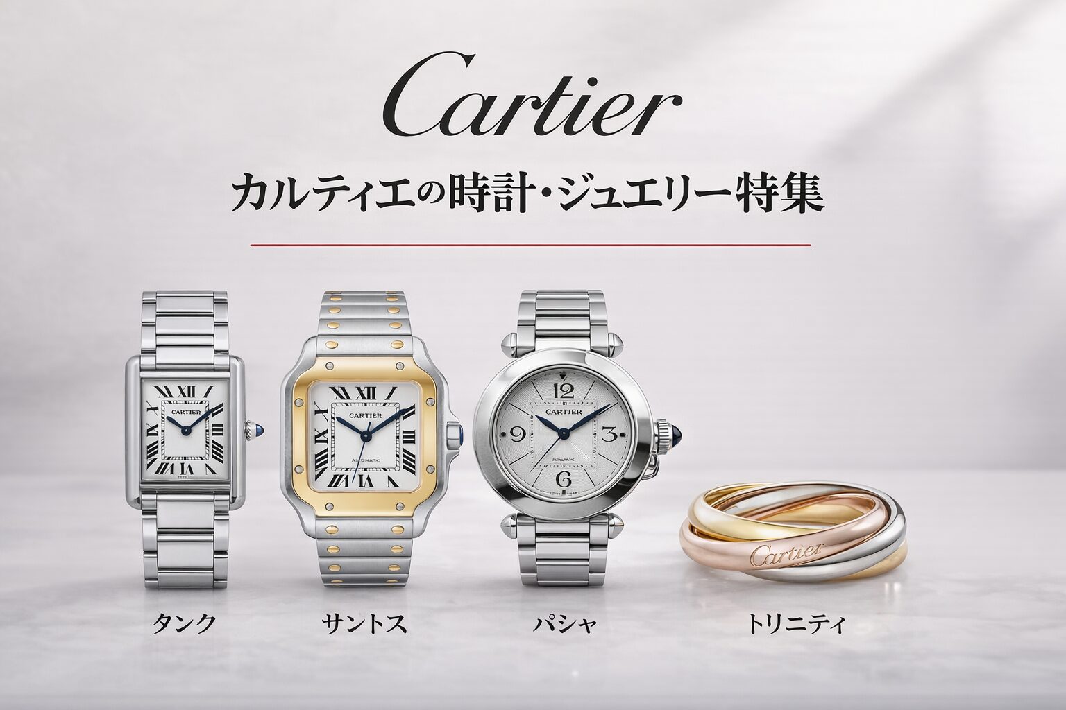 カルティエ、タンク、サントス、パシャ、トリニティ