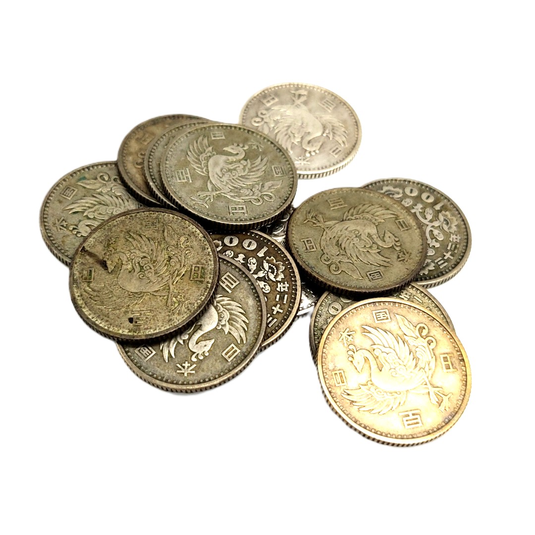 古銭まとめ　1681g 銀貨　鳳凰他 100円が5倍に！百円銀貨（鳳凰 鳥）をたくさんお買取りしました！古銭