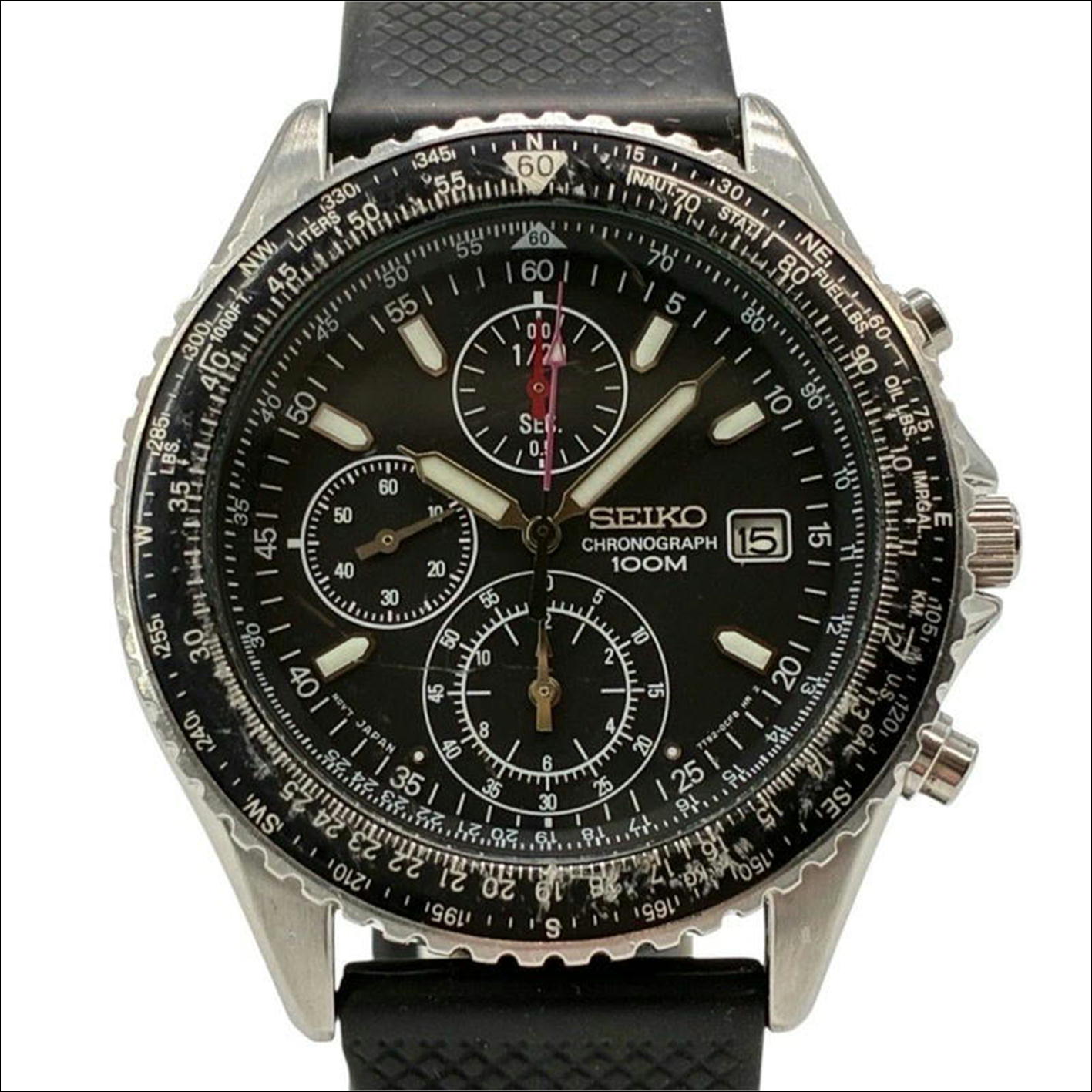 社外ベルト※ SEIKO セイコー 中古品 USED-C 7T92-0CF0 パイロット