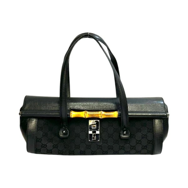 GUCCI|グッチ】【111715|バンブー|ブラック|GGキャンバス|レザー GUCCI|グッチ】【111715|バンブー|ブラック|GGキャンバス|レザー