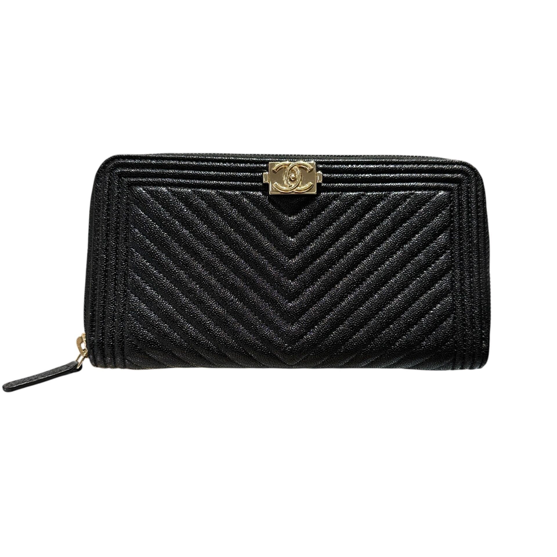 シャネル シェブロン 長財布 CHANEL ボーイシャネル シェブロン ラウンドファスナー長財布 】の買取