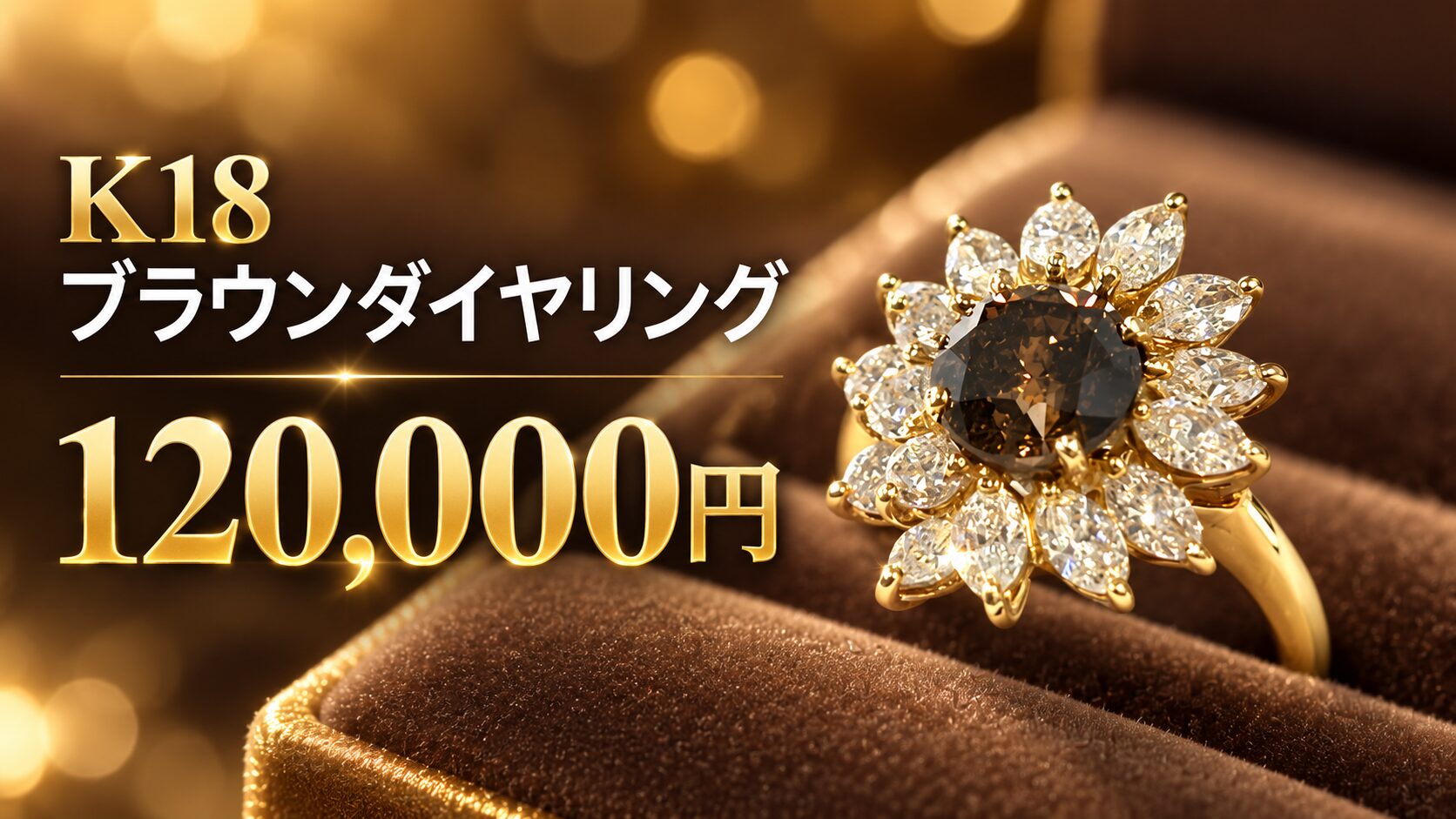 K18 ブラウンダイヤリングを12万円でお買取り｜かんてい局じゃんぼ