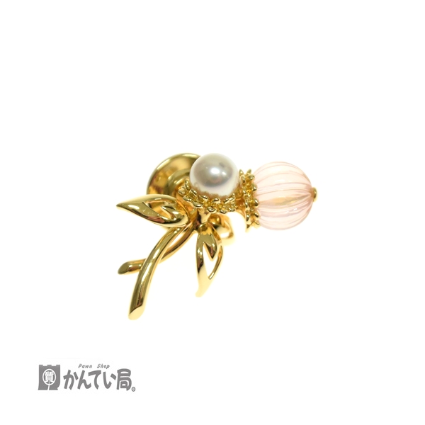 美品 MIKIMOTO ミキモト ローズクオーツ パール K18 ブローチをお