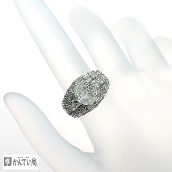 大粒 Pt900 ベリーライトイエロー ダイヤモンドリング 1.8ct/2.0ct