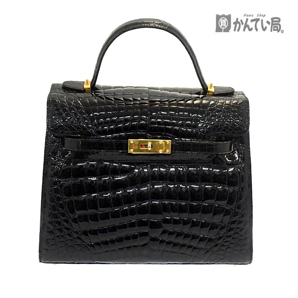 クロコ ハンドバッグ ブラック GENUINE CROCODILE SKIN