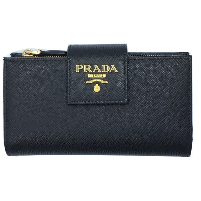 プラダブラック二つ折り財布　1ML005 PRADA【プラダ】 1ML005 二つ折り長財布 サフィアーノレザー/NERO