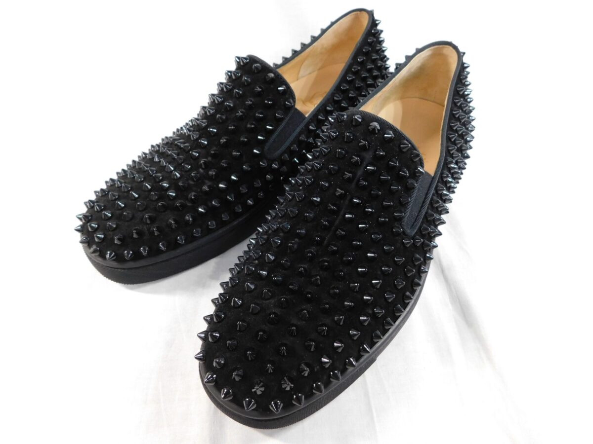 中古品 Christian Louboutin クリスチャンルブタン 黒 スリッポン 靴