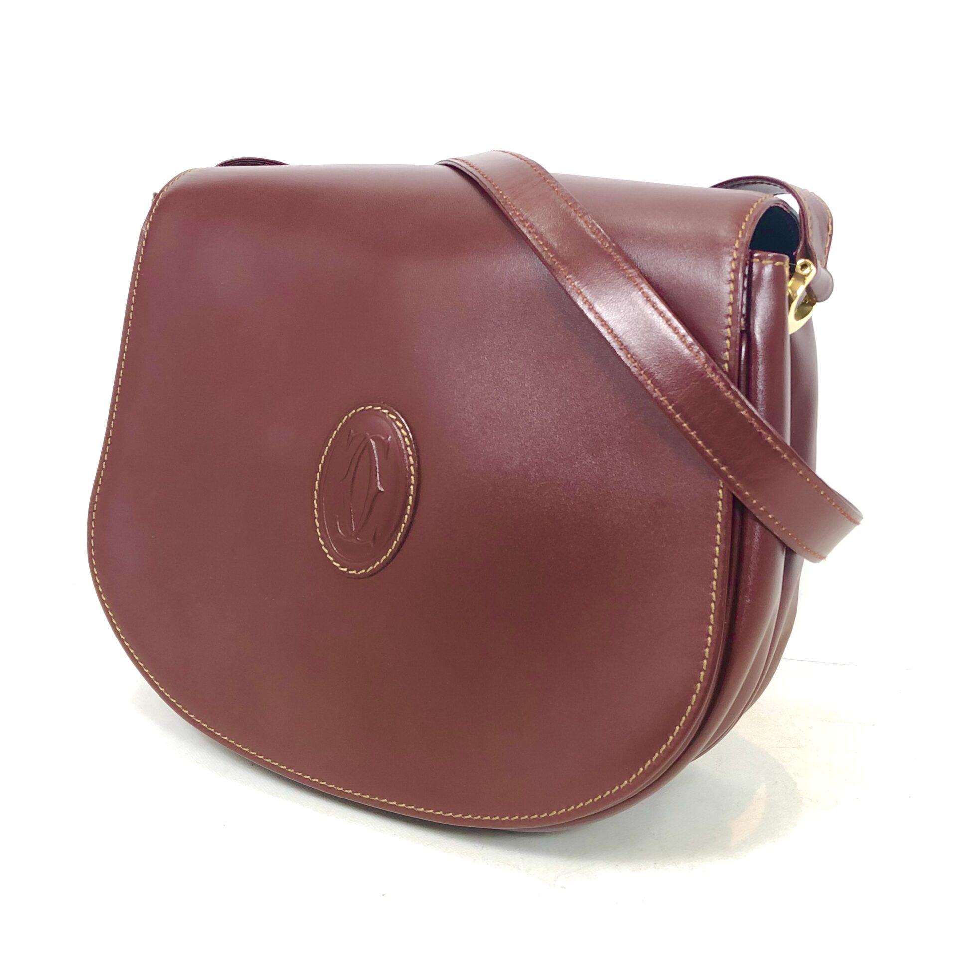 カルティエ Cartier ショルダー バッグ レザー ボルドー 15e422af9701607d1b8433e6018294