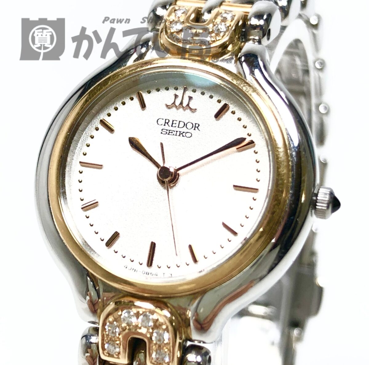 【得価限定SALE】質屋 腕時計 SEIKO セイコー CREDOR クレドール GTAP981 2J80-5010 18KT ベゼルダイヤ レディース QZ みいち質店 クレドール