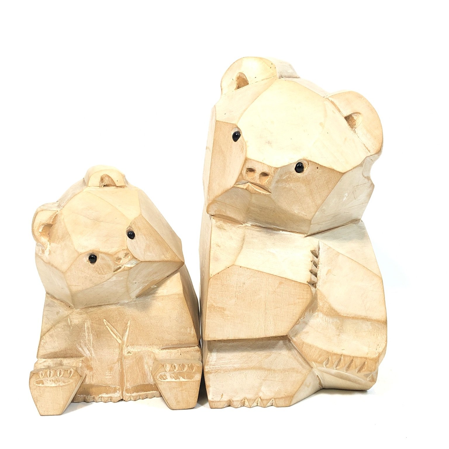 木彫熊 木彫り 座熊 大和彫 大和正幸 美品-