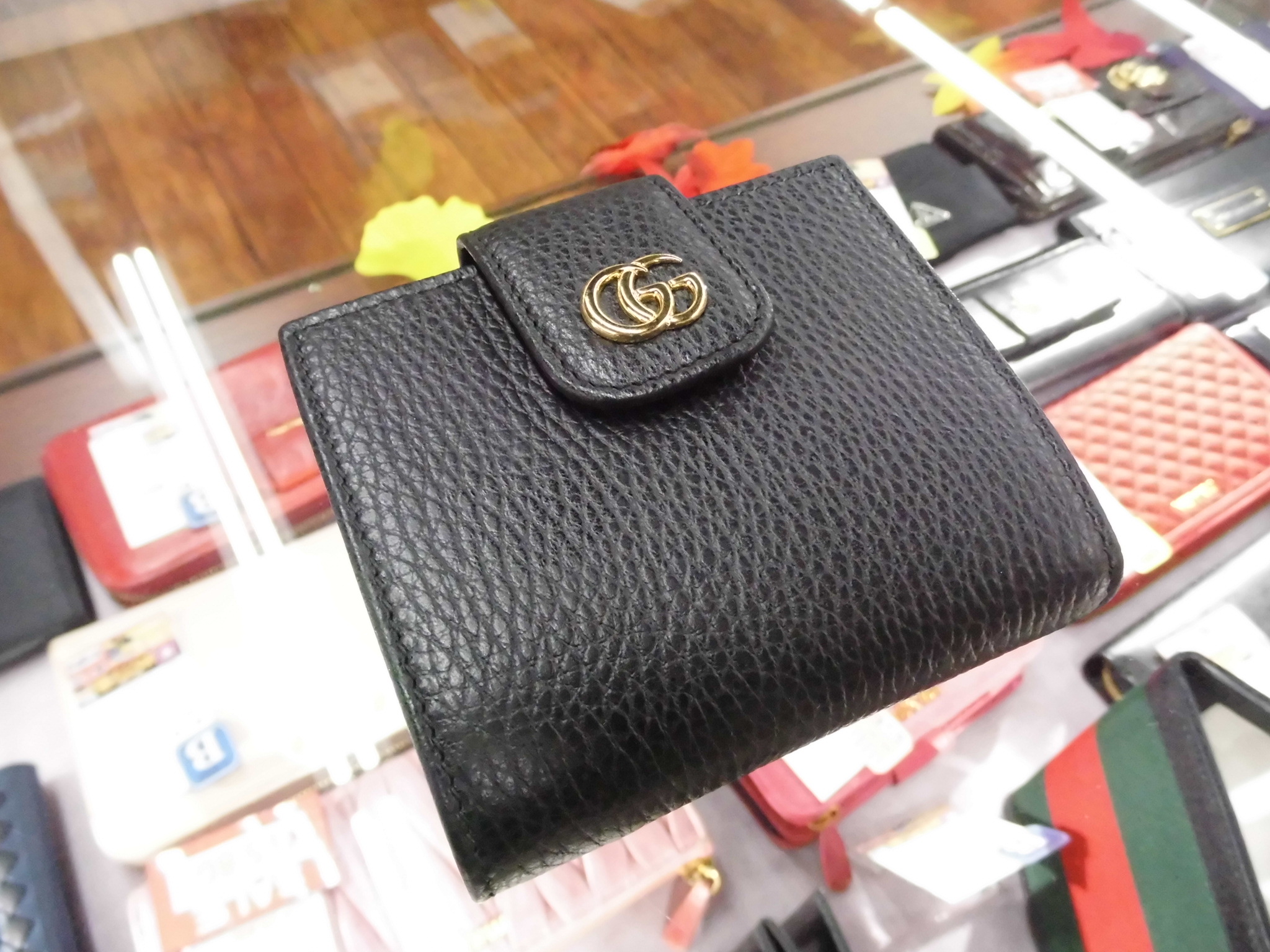 GUCCI グッチ プチマーモント 三つ折り財布 474746 ブラック レザー