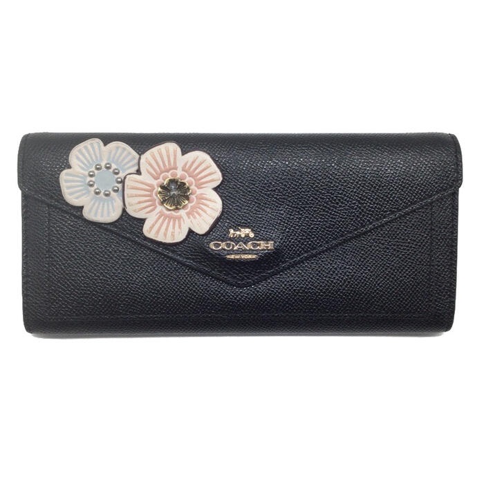 COACH コーチ 57715 二つ折り長財布 フラワー レディース レザー