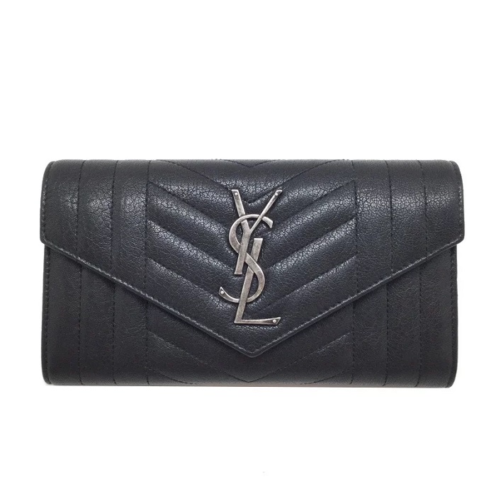 SAINT LAURENT【サンローラン】437469 二つ折り長財布 レザー×ブラック