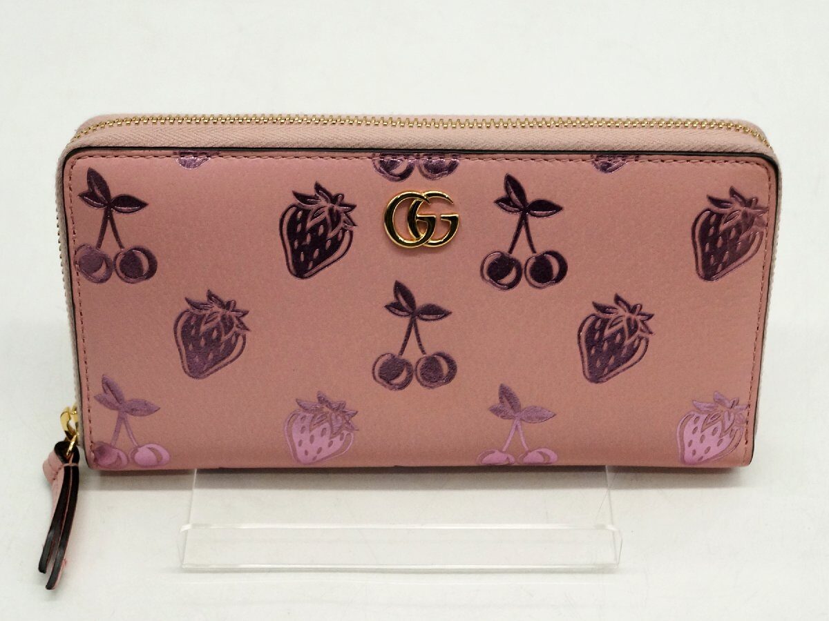 新品未使用】GUCCI 財布 GGマーモント ピンクさくらんぼ-