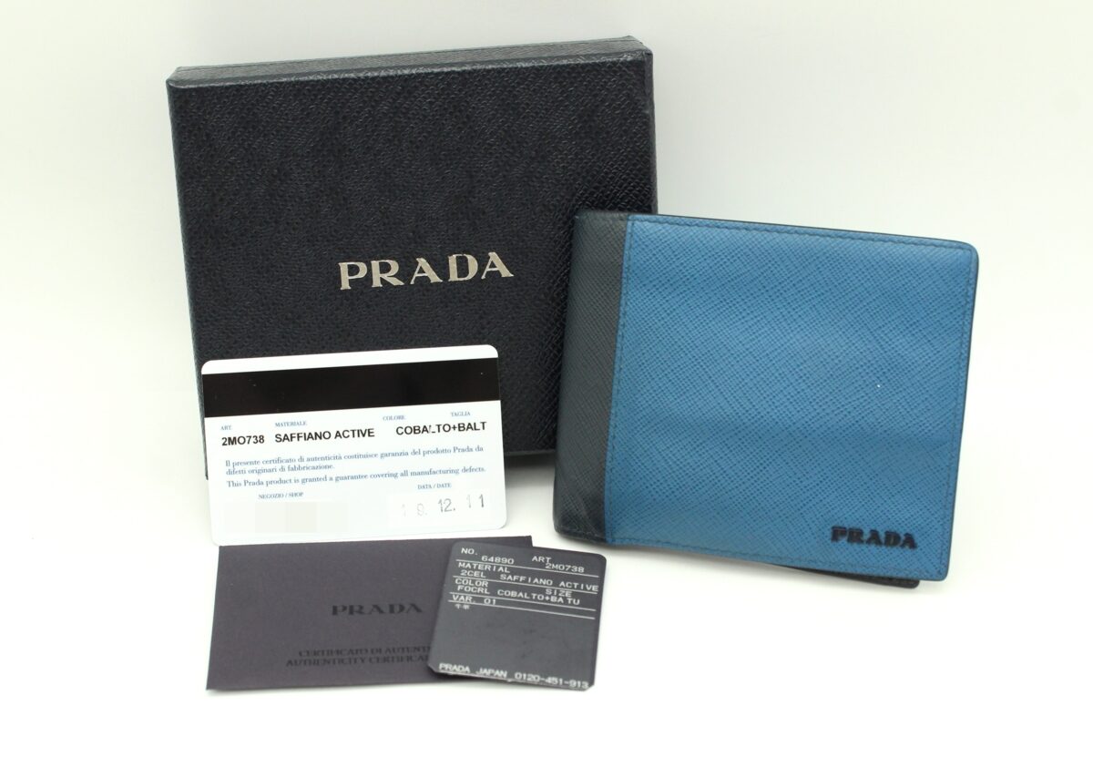 PRADA プラダ サフィアーノ 二つ折り財布 バイカラー 青×黒 2M0738 買取　熊本