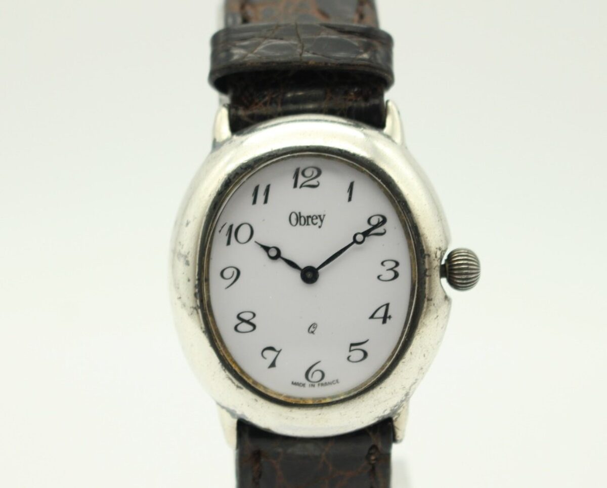 Obrey オブレイ クォーツ腕時計 革ベルト シルバー 買取　熊本