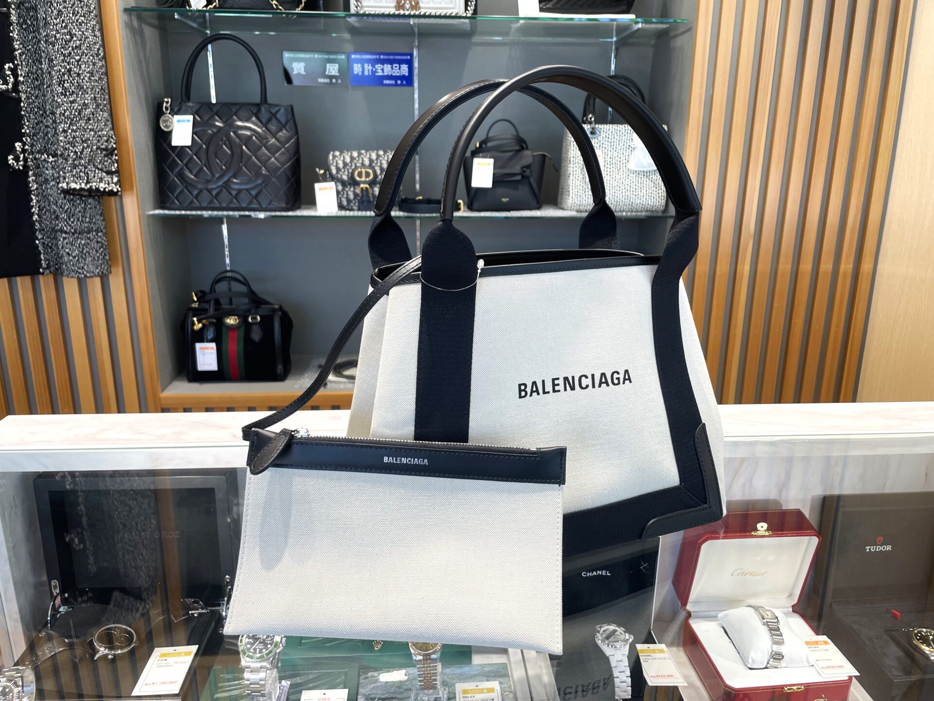 バレンシアガ【BALENCIAGA】ネイビーカバス スモールサイズ トート