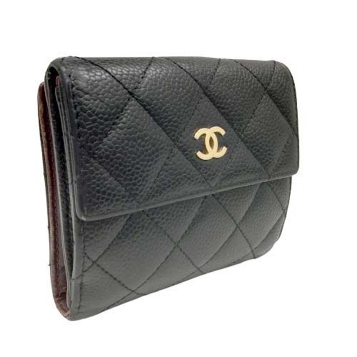 ☆CHANEL シャネル 二つ折り 財布 キャビアスキン コンパクト☆ - 小物