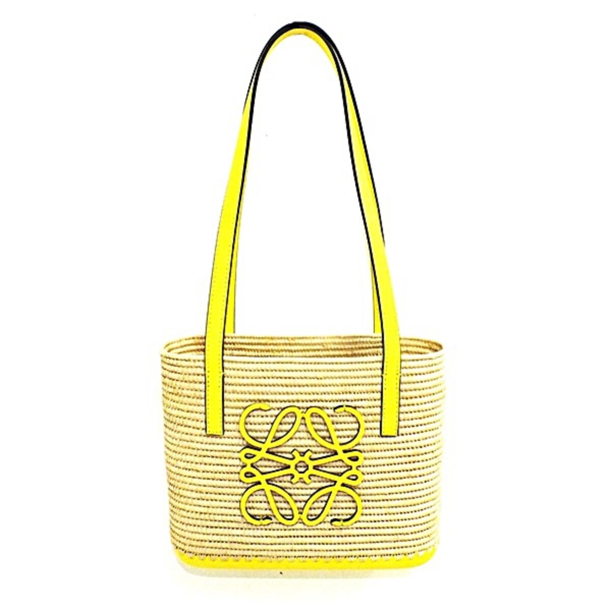 高さ175LOEWE ロエベ スクエア バスケット ミニストロー yellow - バッグ